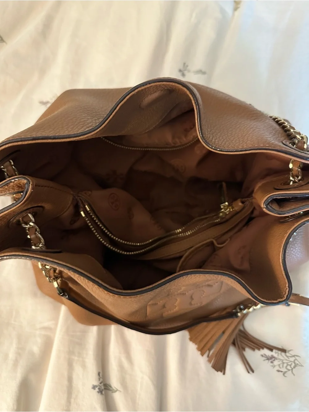 Tory Burch Thea Chain Slouchy Tote with Tassels